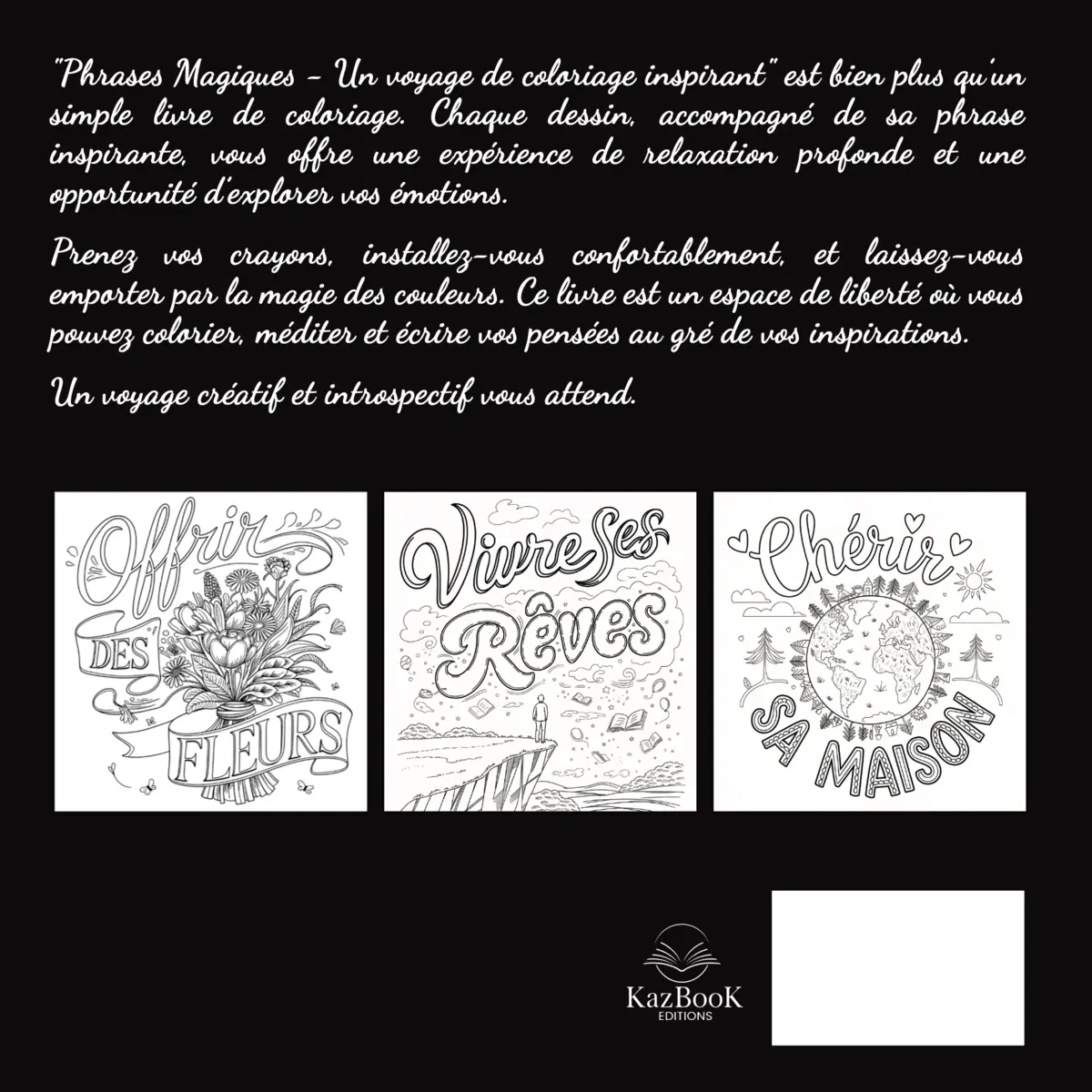 Quatrième de couverture de Phrases Magiques, livre de coloriage pour adultes